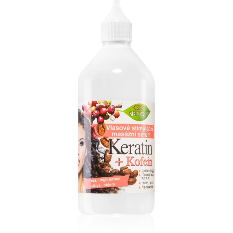 Bione Cosmetics Keratin + Kofein szérum a haj növekedéséért és megerősítéséért a hajtövektől kezdve 215 ml-Eredeti