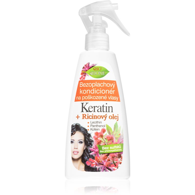 Bione Cosmetics Keratin + Ricinový olej leöblítést nem igénylő regeneráló kondicionáló hajra 260 ml-Ár