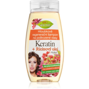 Bione Cosmetics Keratin + Ricinový olej mélyregeneráló sampon hajra 260 ml-Ár