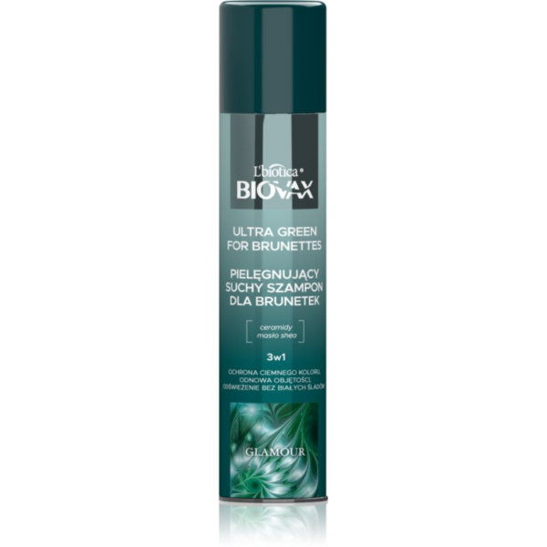 Biovax Glamour Ultra Green For Brunettes száraz sampon a barna árnyalatú hajra 200 ml-ár