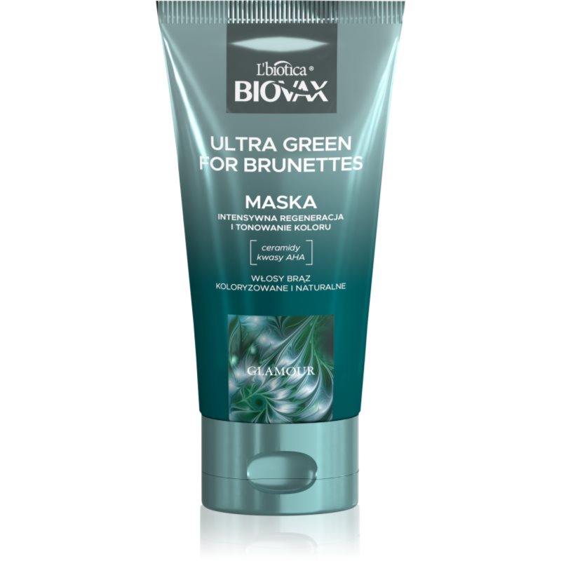 Biovax Glamour Ultra Green For Brunettes tápláló tonizáló maszk a barna árnyalatú hajra 150 ml-ár