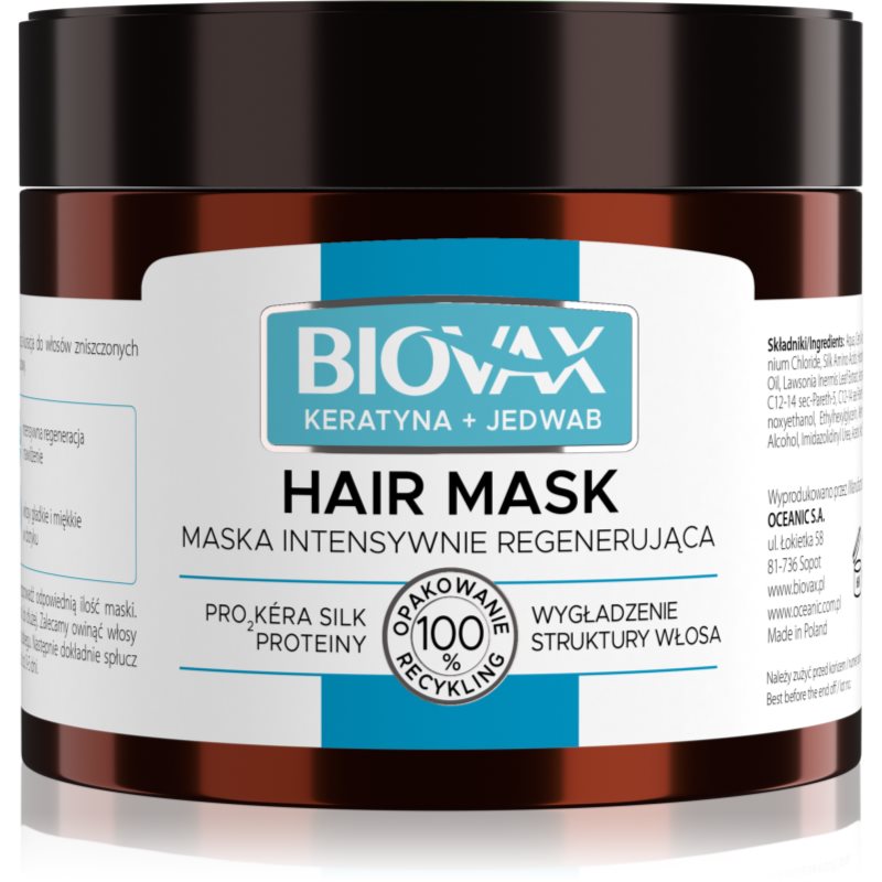 Biovax Keratin & Silk regeneráló maszk vastag szálú haj 250 ml