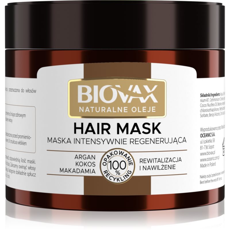 Biovax Natural Oil revitalizáló maszk a haj tökéletes kinézetéért 250 ml