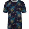 Bittersweet Paris Unisex's Embroidery Peacock T-Shirt Tsh Bsp622 Navy Blue