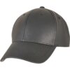 Black Alpha Shape Dad Synthetic Leather Cap