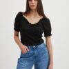 Black Crop Top Pieces Tegan - Women