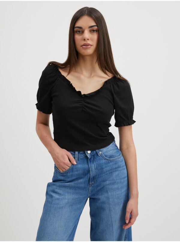 Black Crop Top Pieces Tegan - Women