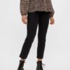 Black Cropped Straight Fit Jeans Pieces Luna - Women's