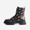 Black Desigual Boot Flowers - Women Ankle Flowered Shoes - Women