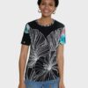 Black Desigual TS Leaves Women's Patterned T-Shirt - Women