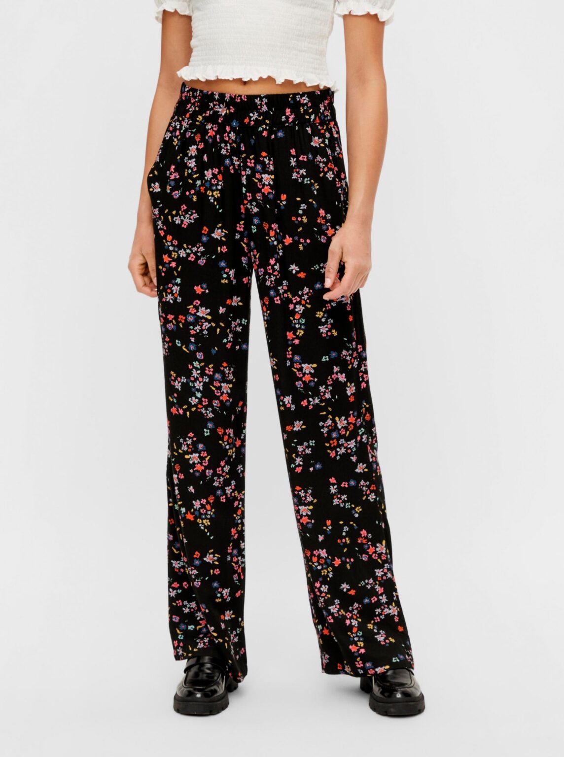 Black Floral Pants Pieces Lala - Women