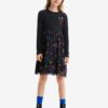 Black Girl Patterned Dress Desigual Casia - Girls