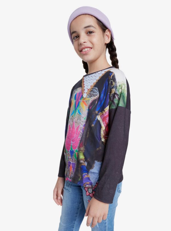 Black Girl Patterned T-Shirt Desigual Tulancingo - Girls