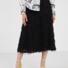Black Ladies Patterned Midi Skirt VILA Amellia - Ladies
