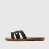 Black Leather Slippers Pieces Anilla - Women