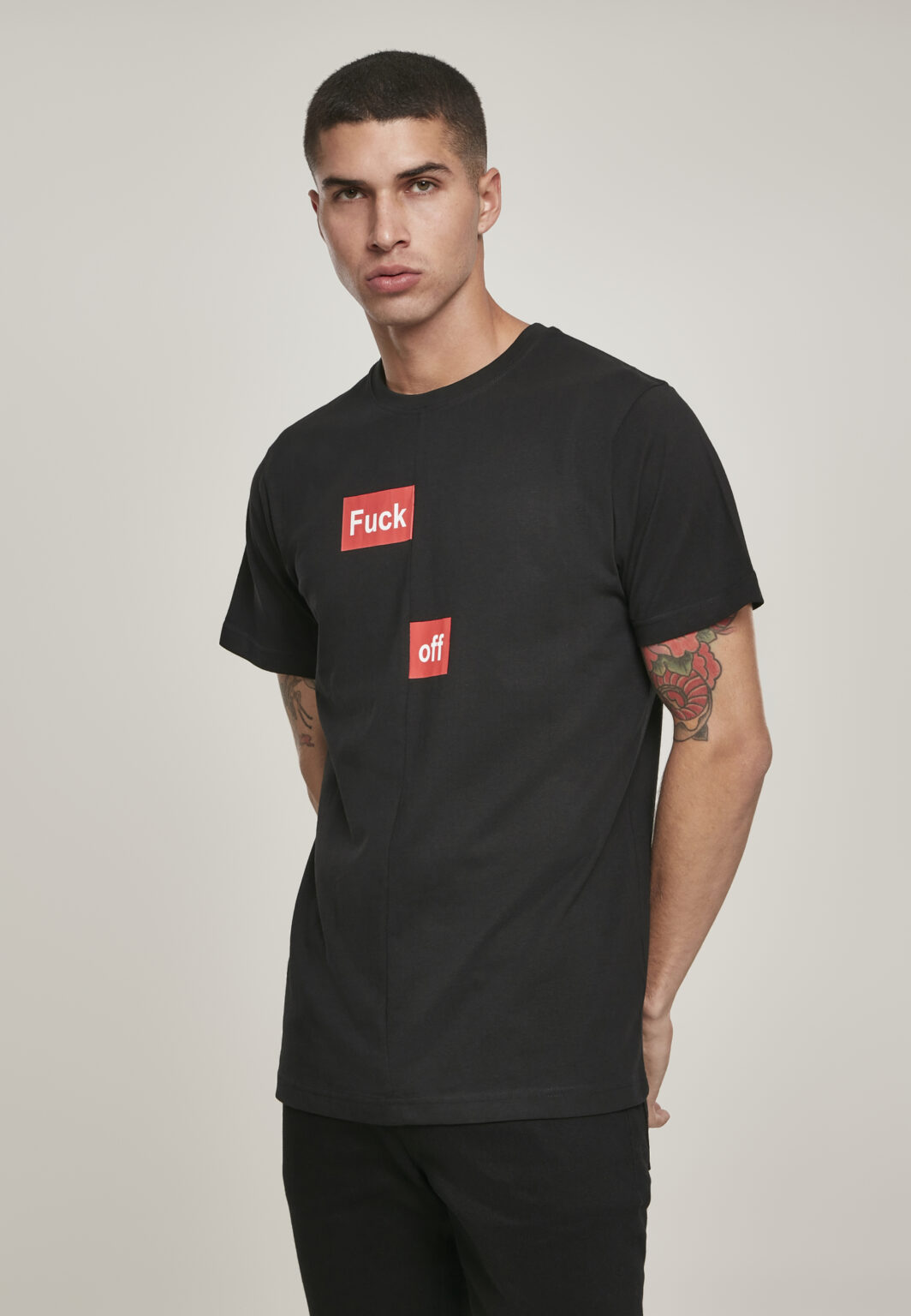 Black T-Shirt Fuck Off Split