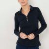 Black T-shirt with collar CAMAIEU - Women's