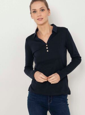Black T-shirt with collar CAMAIEU - Women's