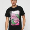Black T-shirt with lotus flower