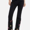 Black Women Floral Straight Fit Jeans Desigual Nicole - Women