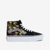 Black Women Patterned Ankle Leather Sneakers on VANS Platform - Women