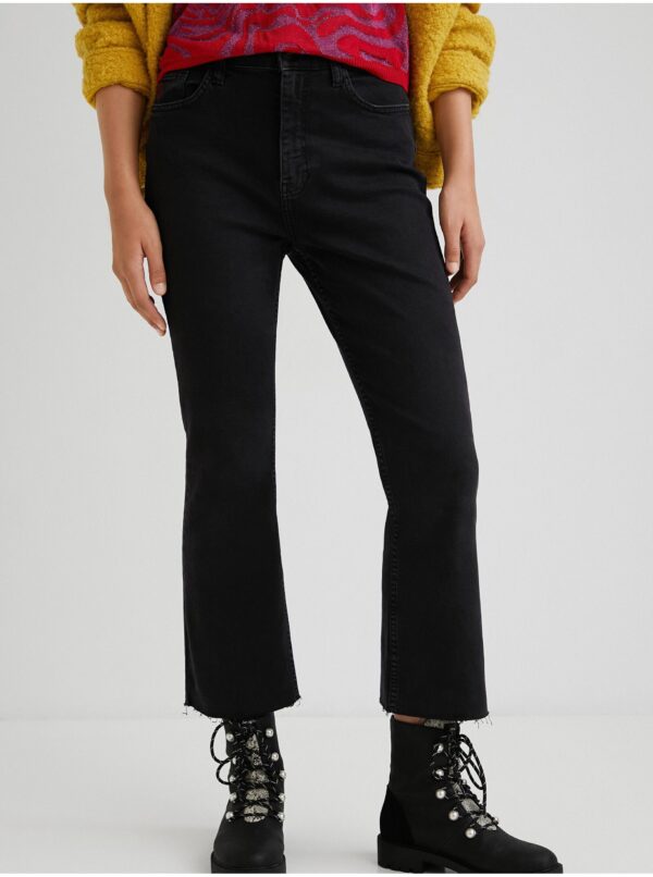 Black Women Shortened Bootcut Jeans Desigual Selva - Women