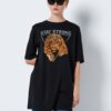 Black Womens Extended Oversize T-Shirt Noisy May Zodiac - Women