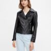 Black Women's Faux Leather Jacket Pieces Fioa - Women