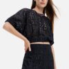 Black Womens Lace Top Desigual Lucca - Women