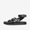 Black Women's Leather Sandals Pieces Shela - Women