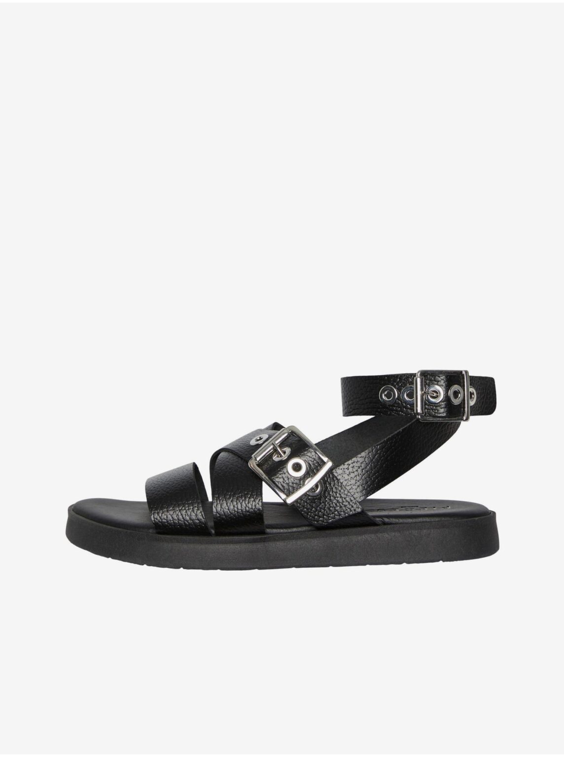 Black Women's Leather Sandals Pieces Shela - Women