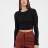 Black Womens Long Sleeve T-Shirt Noisy May Aya - Women