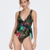 Black Women's One-Piece Swimwear with ONLY Julie Pattern - Women
