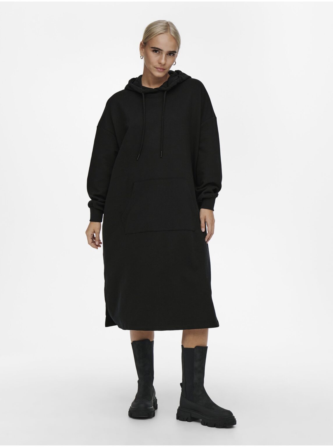 Black Womens Oversize Sweatshirt Dress ONLY Chelsea - Women