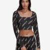 Black Womens Patterned Shortened T-Shirt adidas Originals - Women