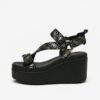 Black Women's Patterned Wedge Sandals Guess Ocilia - Women