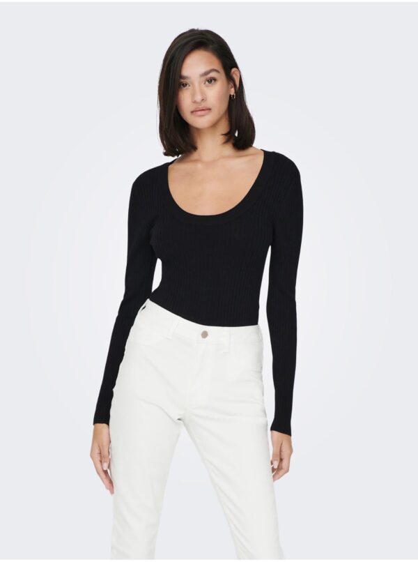 Black Womens Ribbed Light Sweater JDY Plum - Women