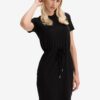 Black Women's Short Dress with Waist Tightening SuperDry - Women