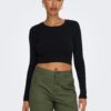 Black Women's Shortened Ribbed Sweater ONLY Karol - Women