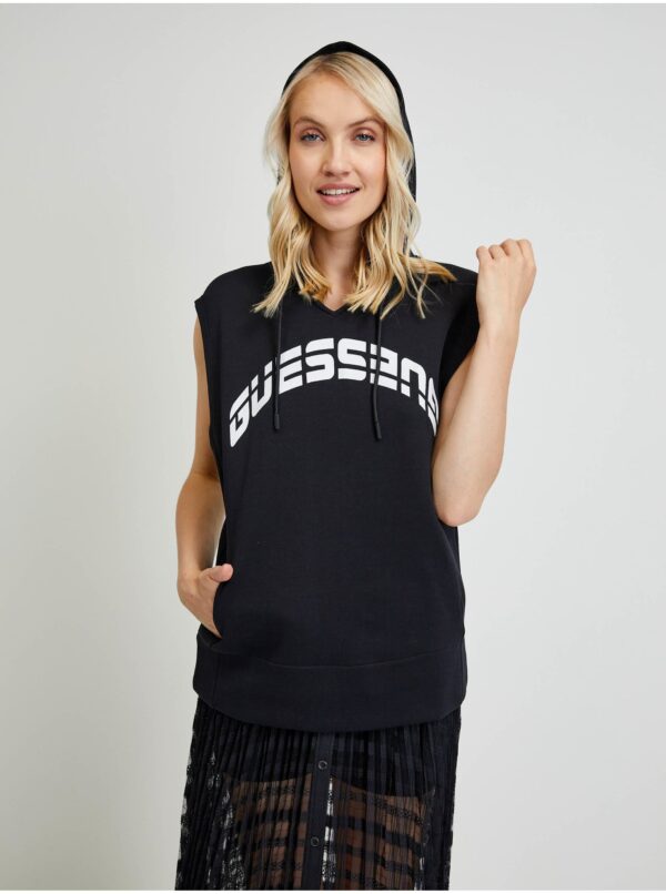 Black Women's Sleeveless Hoodie Guess Camilla - Women