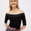 Black Women's Sweater Top with Exposed Shoulders Liu Jo - Women