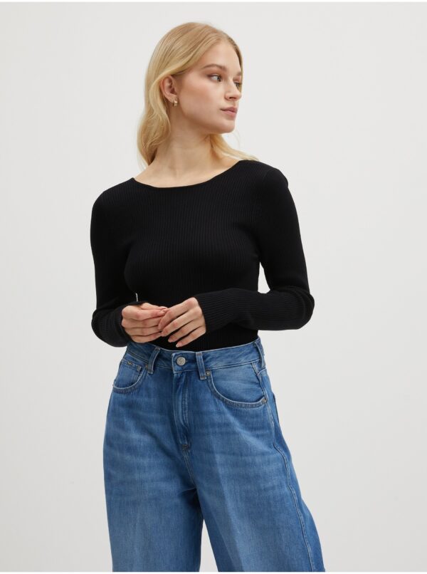 Black Women's Sweater with Neckline ONLY Emmy - Women