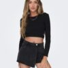 Black Women's T-Shirt with Necklines ONLY Nikita - Women
