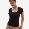 Black Women's T-Shirt with Pleated VANS Lydia - Women