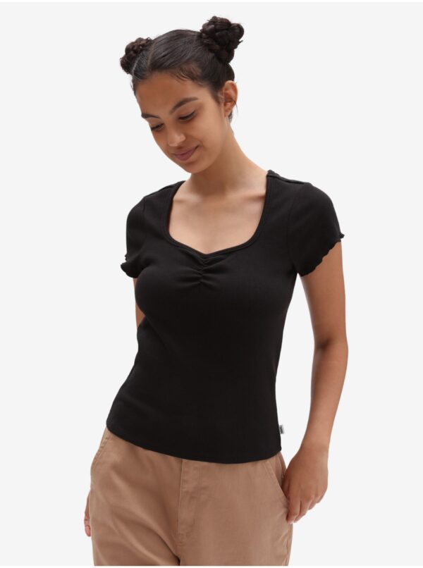 Black Women's T-Shirt with Pleated VANS Lydia - Women