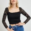 Black Women's Top with Lace Sleeves Guess - Women