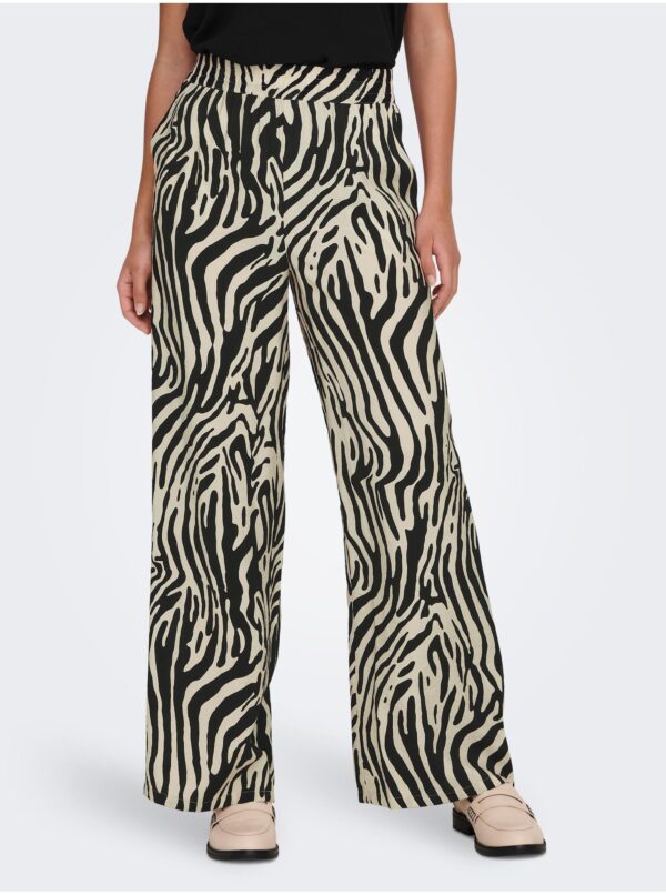 Black and Beige Ladies Patterned Trousers JDY Camille - Ladies