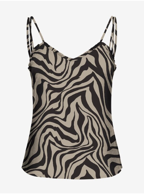 Black and Beige Women's Patterned Top ONLY Nova - Women
