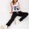 Black and white two-piece summer set with trousers