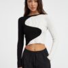Black and white women's patterned sweater ONLY Polly - Women's